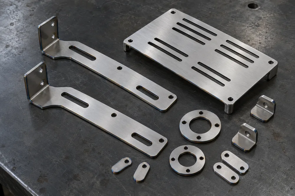Laser-cut stainless steel brackets, plates and flanges